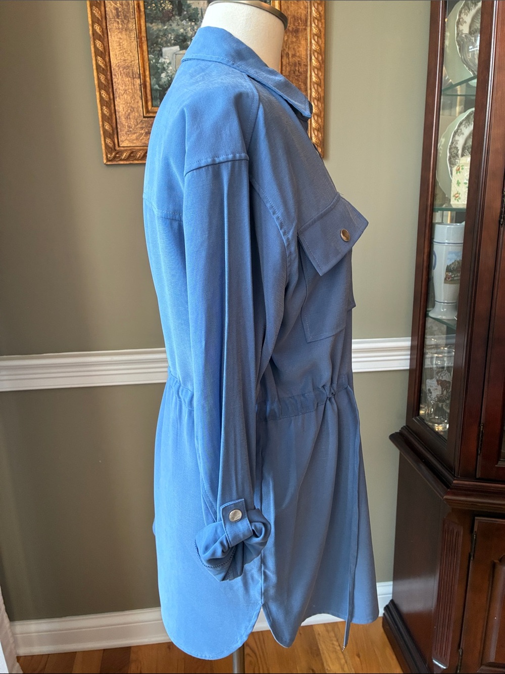 Anne Klein Light Blue Drawstring Utility Jacket Size Small - Picture 4 of 6